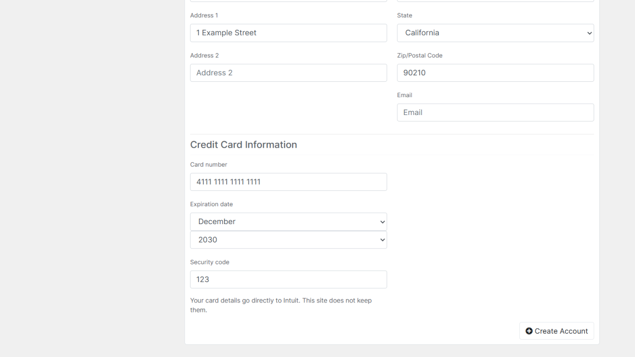 A client pays a Blesta invoice with a card through QuickBooks Payments