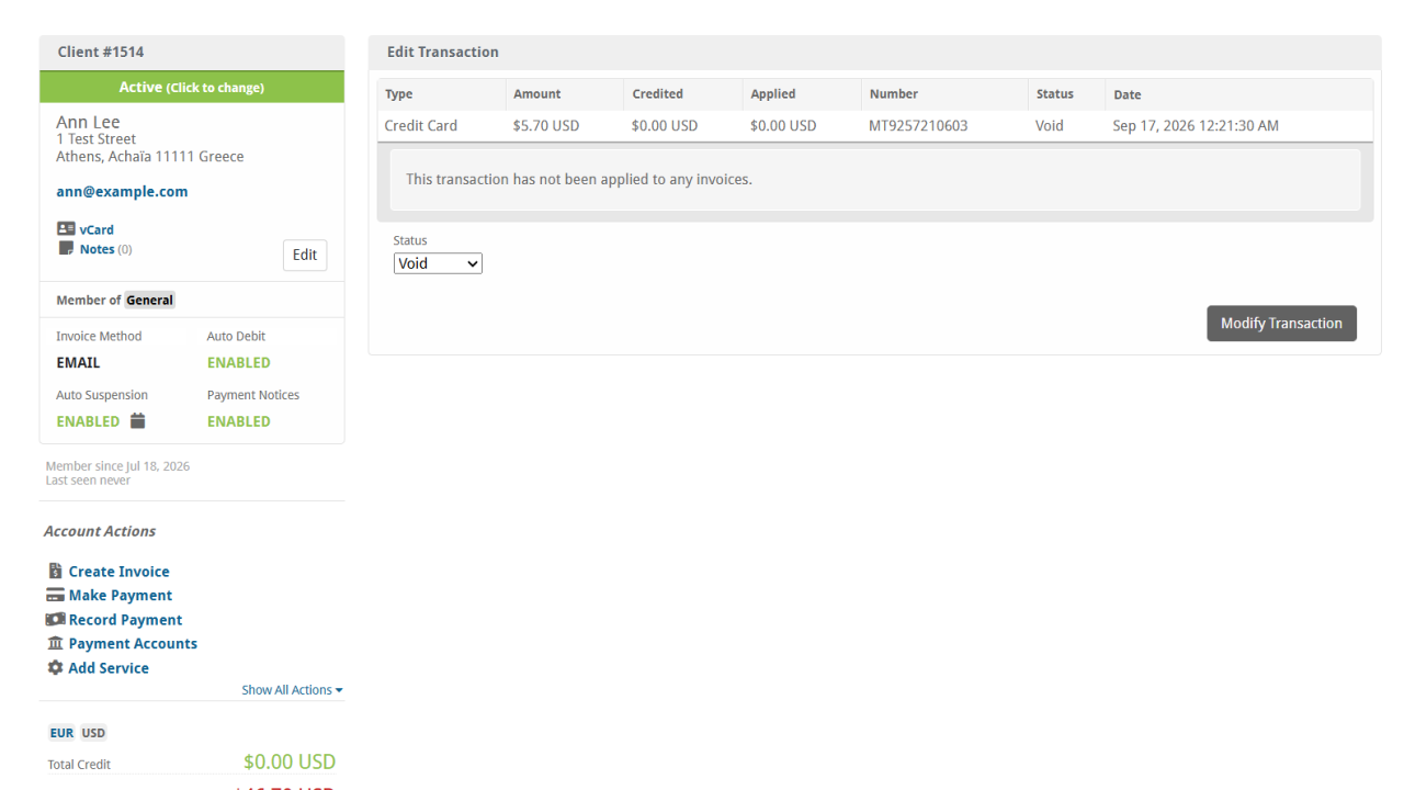 Refund or void a transaction in Blesta